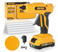 Alloyman Pistola per colla a caldo a batteria da 20 V, con luce a LED e 20 bastoncini di colla grandi, per lavori di bricolage, progetti artistici e regali fai da te