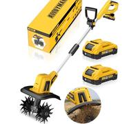 Alloyman Scarificatore elettrico da 20 V, 360 giri/min, con 2 batterie da 2,0 Ah e caricabatterie, larghezza di lavoro 23 cm, profondità di 17 cm, per la lavorazione del prato, giardino/terreno