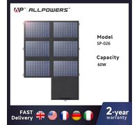 ALLPOWERS Pannello solare Caricatore solare pieghevole da 60 W con 18 V CC+USB-C 60 W+USB-A*2 per Powerstation, campeggio, laptop, telefono, guida
