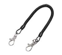 Allpurpose Fly Fishing Net Coil Cord, Canna da Pesca Guinzaglio, Kayak Paddle Lanyard con Quick Release Aragosta Claw Girevole Chiusure Clips, Nero