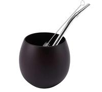 ALLRAM Set da tè in Legno Yerba Gourd Mate Tazza da tè Fatta a Mano in Legno Naturale con Cucchiaio Paglia Bombilla Brush 200ML (Profondo)