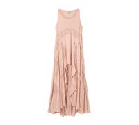 AllSaints - Dorina - Vestito midi senza maniche arricciato asimmetrico con volant rosa chiaro 42