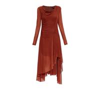 AllSaints - Abito midi in mesh drappeggiato Loria - - Dresses - Donna - Marrone - L