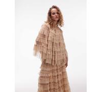 AllSaints - Aude - Top rosa cipria con volant stile mantella One Size