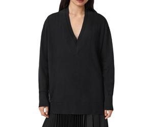 AllSaints Bern Panel V Neck Maglione, Nero, XS Womens