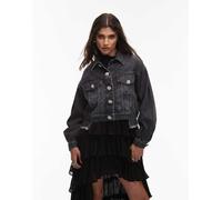 AllSaints - Beth - Giacca in denim nera decorata-Nero 40