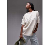 AllSaints - Biggy - T-shirt oversize color pietra con logo tono su tono-Neutro L