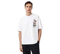 AllSaints - Blade - T-shirt bianca con logo e stampa sul retro-Bianco M