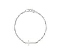 AllSaints bracciale con croce Gabe da uomo, catena curb con charm a croce, accessorio maschile dal design senza tempo, chiusura con moschettone, argento sterling