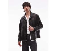 AllSaints - Bradwell - Giacca in pelle nera con bottoni-Nero L