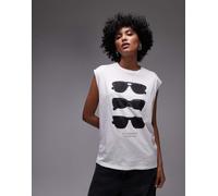 AllSaints - Brooke - Top senza maniche bianco ottico con occhiali da sole 34-36