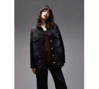 AllSaints - Bryn - Camicia giacca di jeans nero slavato 38-40