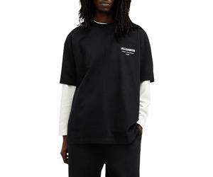 AllSaints Camicia Girocollo a Maniche Corte da Uomo, Nero Corvino, XL