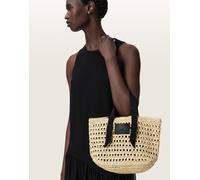 AllSaints - Celayne - Borsa da spalla in rete di rafia intrecciata bianco sporco con logo One Size