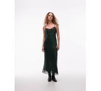 AllSaints - Chantelle - Vestito lungo in paillettes verde scuro 36