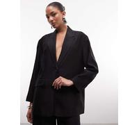 AllSaints - Charley - Blazer sartoriale in misto lino nero in coordinato 42
