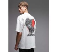 AllSaints - Chaste - T-shirt bianca con logo e cuore e stampa sul retro-Bianco S