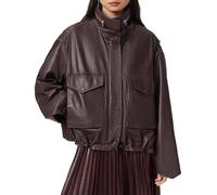 AllSaints Clay Jacket Giacca in Pelle, Rosso Rosso Sangue, L Donna