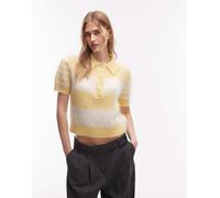 AllSaints - Clem - Polo in maglia gialla a righe-Giallo 34-36