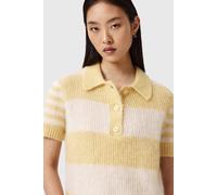 AllSaints - Clem - Polo in maglia gialla a righe-Giallo 38-40