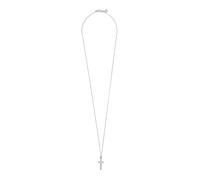 AllSaints collana con pendente a croce Gabe da uomo, catena a maglia curb, gioiello maschile, accessorio alla moda, chiusura con moschettone, argento sterling