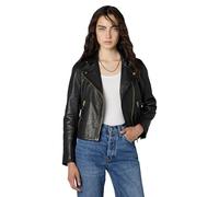 AllSaints Dalby - Giacca da motociclista in pelle da, Nero/Oro, 2