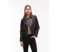 AllSaints - Dalby - Giacca stile biker in pelle nera/argentata-Multicolore 38