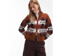 AllSaints - Epona - Cardigan marrone cognac con zip 46