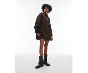 AllSaints - Faye - Vestito camicia marrone mimetico 46