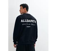 AllSaints felpa girocollo con logo grafico Underground e stampa sul retro nera-Nero XL