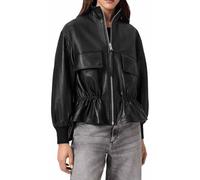 AllSaints Giacca normale da donna FLOR JACKET IN PELLE, nera, UK 6/US 2