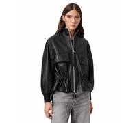 AllSaints Giacca normale in pelle da donna FLOR JACKET, nera, UK 14/US 10