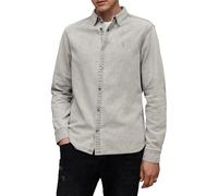 AllSaints Camicia a Maniche Lunghe da Uomo Gleason, Grigio, XL
