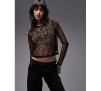 AllSaints - Greta - Top nero e oro decorato 44