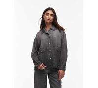AllSaints - Hettie - Camicia giacca in denim grigia con bottoni-Nero 38-40