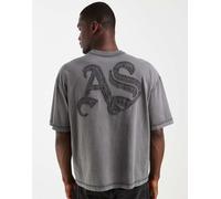 AllSaints - Insigna - T-shirt grigio antracite con logo grande ricamato L