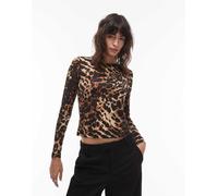 AllSaints - Katlyn - Top marrone e nero leopardato 42-44