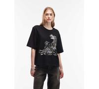 AllSaints - Pounce - T-shirt nera con grafica "Lisa"-Nero 38-40