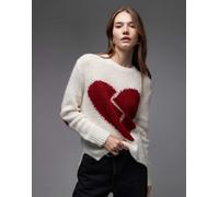 AllSaints - Luvheart - Maglione color crema e rosso 42-44