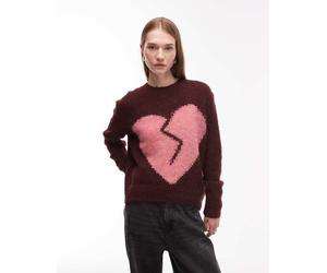 AllSaints - Luvheart - Maglione girocollo rosso e rosa 46