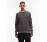 AllSaints - Maglione girocollo grigio antracite in tessuto piqué con logo XS