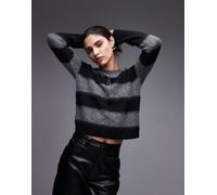 AllSaints - Maglione lavorato a righe grigie e nere-Grigio 34-36