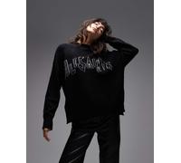 AllSaints - Maglione nero decorato con paillettes-Bianco 42-44