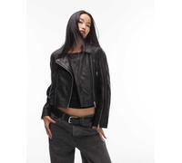 AllSaints - Masone - Giacca stile biker in pelle nera-Nero 40