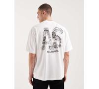 AllSaints - Mixtape - T-shirt bianca con logo e stampa sul retro-Bianco XS
