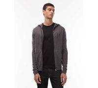 AllSaints - Mode - Felpa con cappuccio e chiusura zip grigio antracite con logo in lana merino XL