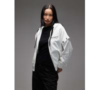 AllSaints - Omnium Amphia - Felpa con cappuccio bianca con logo e maniche rimovibili-Bianco 34-36