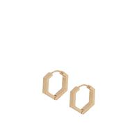 AllSaints orecchini a cerchio esagonali, gioielli geometrici da tutti i giorni, accessori moderni alla moda, chiusura a cerniera, in ottone, colore oro