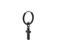AllSaints orecchino Huggie con charm a croce da uomo, singolo orecchino pendente a croce, gioiello maschile, accessorio moderno, nero opaco