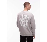 AllSaints - Orlando - Felpa girocollo grigio chiaro con grafica bianca sul retro 2XL